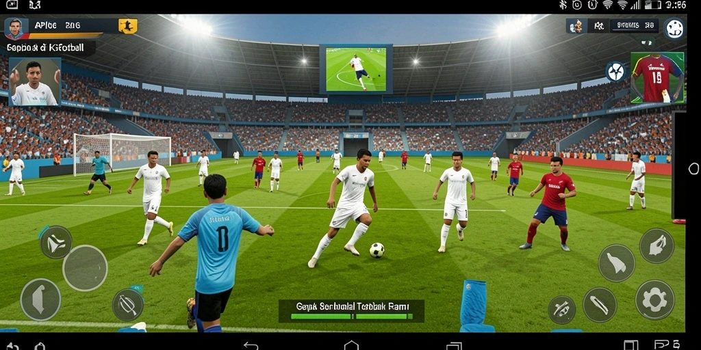 Tampilan gameplay API66 dengan aksi sepak bola yang intens.