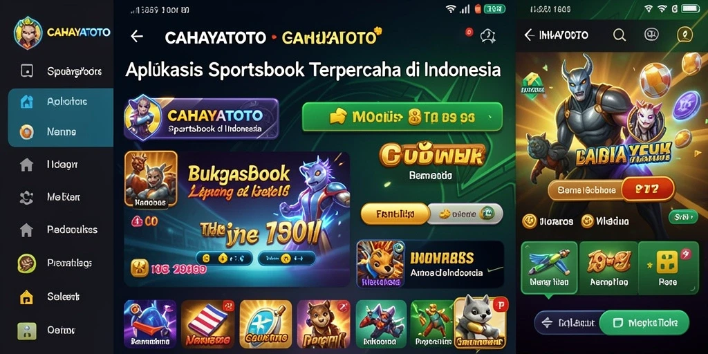Screenshot utama CAHAYATOTO menampilkan antarmuka Sportsbook yang menarik.