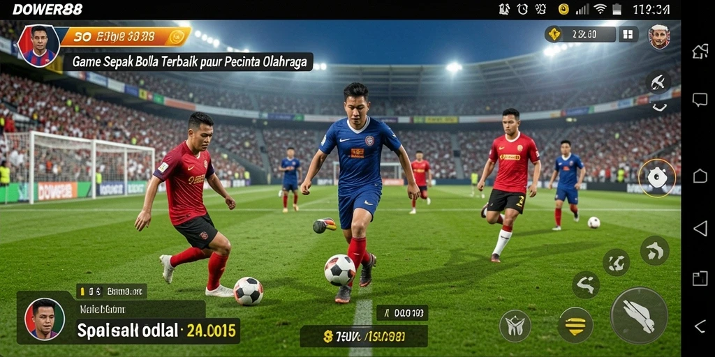 Tampilan gameplay sepak bola yang intens di DOWER88.