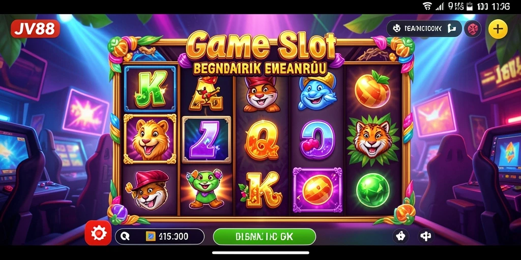 Tampilan gameplay Slot JV88 yang penuh warna dan menarik.