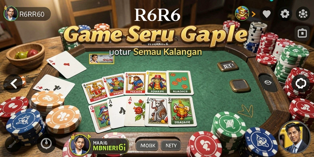 Screenshot R6R6 menampilkan suasana kompetisi Gaple yang seru.