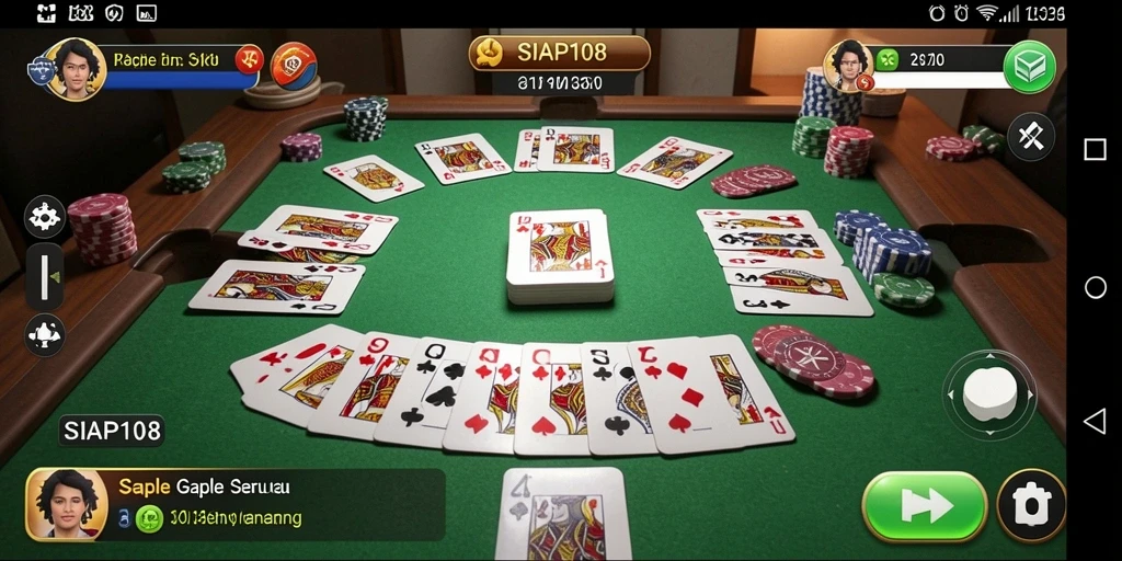 Tampilan seru gameplay Gaple di aplikasi SIAP108.